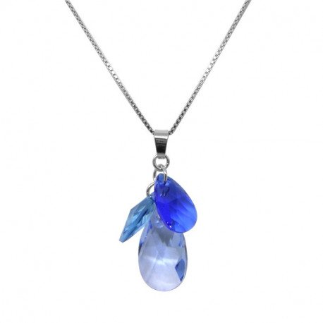 Collier Femme Indicolite Fleur Bleu Collier Femme Indicolite Fleur Bleu