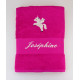 Drap de bain personnalisé licorne fuchsia