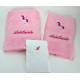 Drap de bain personnalisé licorne rose avec serviette et gant de toilette