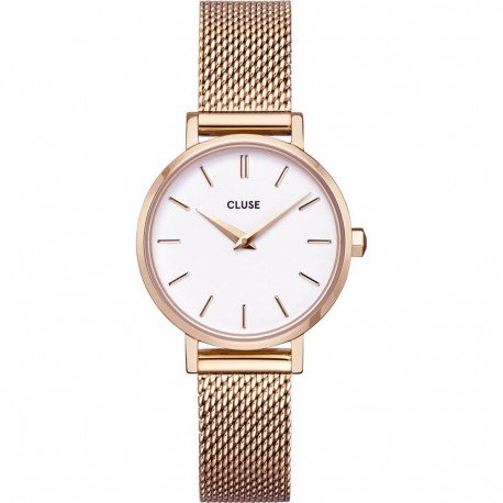 Montre Cluse Boho Chic Petite Mesh White & Gold