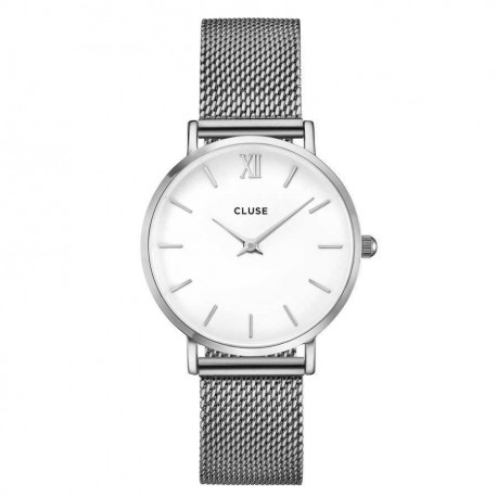 Montre Minuit Mesh Silver/White