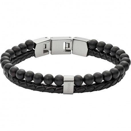 Bracelet Fossil œil-de-tigre & cuir marron Bracelet Fossil œil-de-tigre & cuir marron
