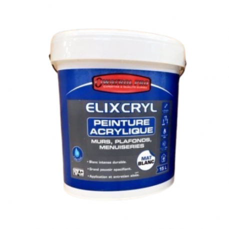 Peinture acrylique blanche murs & plafonds en 15l finition MAT