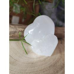 Galet cœur Sélénite blanche