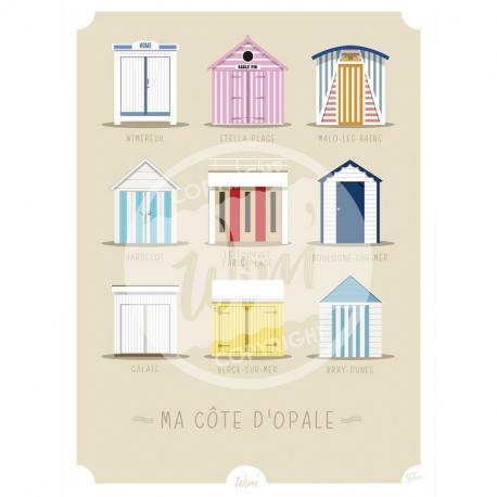 Affiche les cabines de la CÔTE D'OPALE