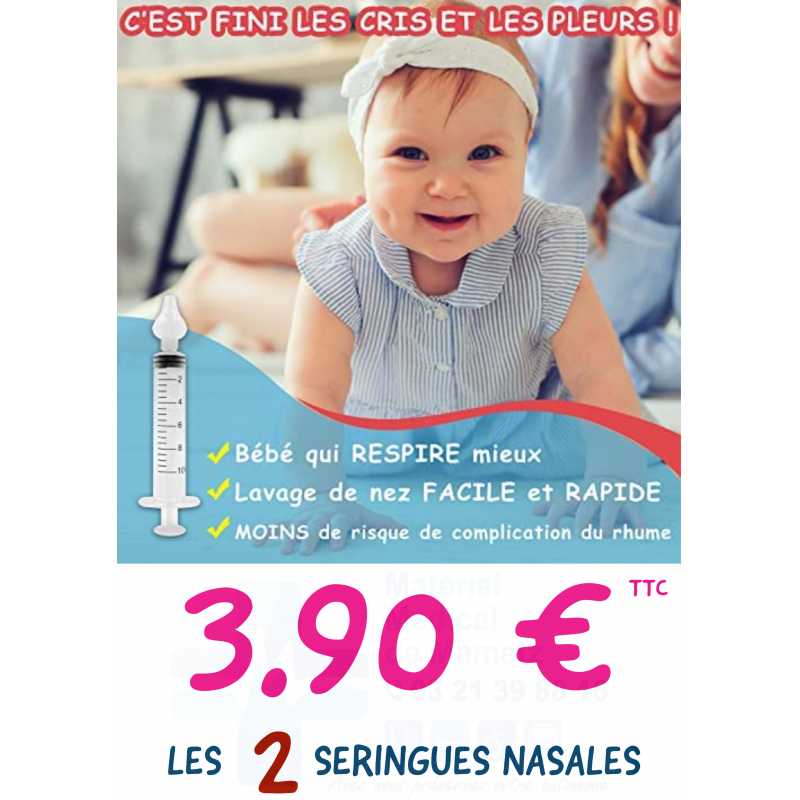 Seringues Colorées Bébé pour Lavage Nasal, 2 Seringues