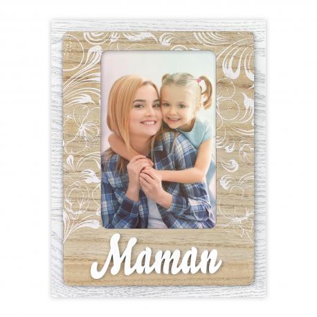 Cadre FAMILY  blanc et bois pour photo 10x15 cm Horizontale