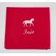 Serviette de table personnalisée cheval 1 rouge brodé blanc