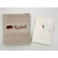Serviette de toilette et gant de toilette personnalisés