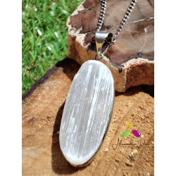 Pendentif Sélénite blanche brute