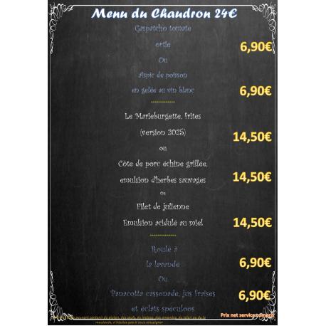 Menu du Chaudron Menu du Chaudron