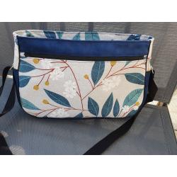Sac Inès motif fleur de coton bleu