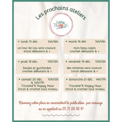 Réservation atelier crochet ou tricot