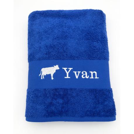 Drap de bain personnalisée prénom et vache