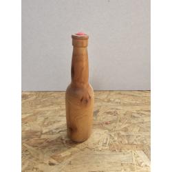 Bouteille en bois, bougeoir, tournée à la toupie