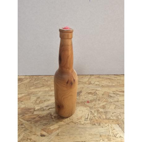 Bouteille en bois, bougeoir, tournée à la toupie