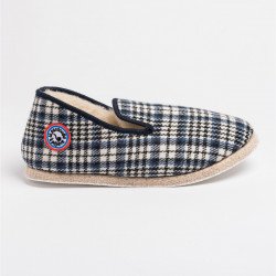 CHARENTAISES de LA PANTOUFLE À PÉPÈRE motif  TARTAN VINTAGE bleu