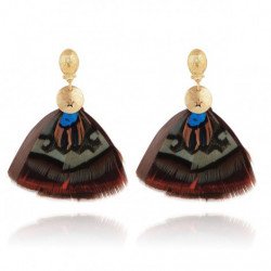 Boucles d'oreilles GAS Bijoux à plumes modèle SAO pièce unique
