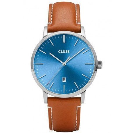 Montre Aravis Leather - Silver Blue/Light Brown Montre Aravis Leather - Silver Blue/Light Brown