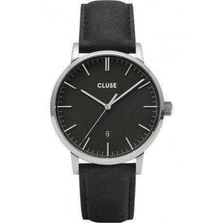 Montre Aravis Leather - Silver Black/Black Montre Aravis Leather - Silver Black/Black
