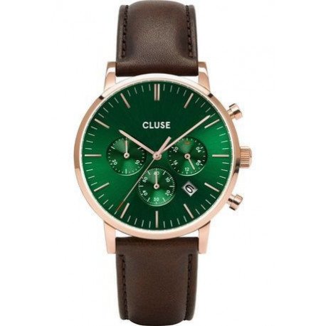 Montre Aravis Chrono Leather - Rose Gold/Green/Dark Brown Montre Aravis Chrono Leather - Rose Gold/Green/Dark Brown