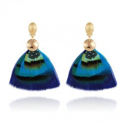Boucles d'oreilles GAS Bijoux à plumes modèle BERMUDES pièce unique