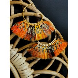 Boucles d'oreilles GAS Bijoux à plumes modèle BUZIOS pièce unique