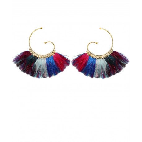 Boucles d'oreilles GAS Bijoux à plumes modèle BUZIOS pièce unique