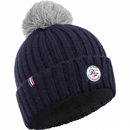 BONNET Le Vent à La Française BLEU MARINE pompon GRIS