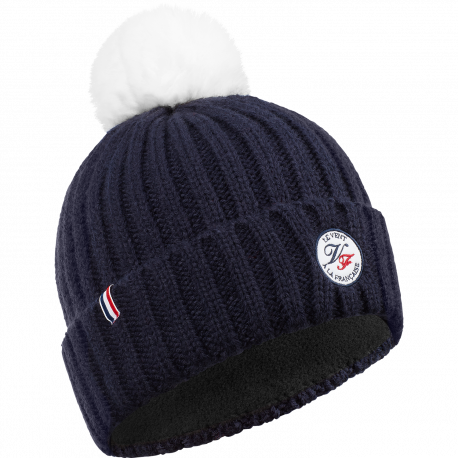 BONNET Le Vent à La Française BLEU MARINE pompon BLANC