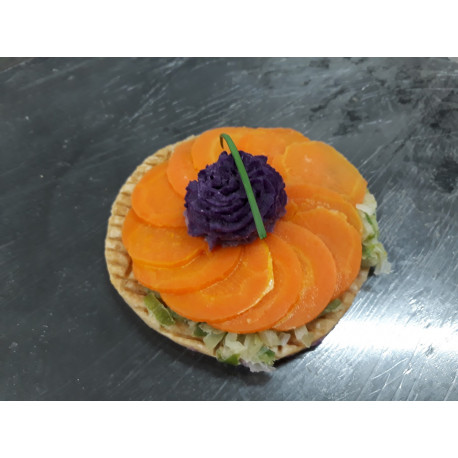 tartelette de carottes coeur de Vitelotte tartelette de carottes coeur de Vitelotte